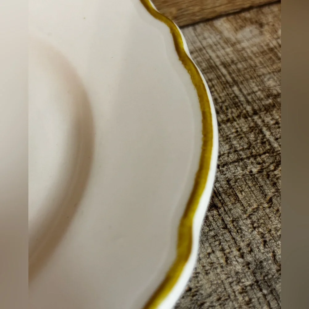 2 Homer Laughlin HLC China Styleline Gold Trim Scalloped Bread Butter Plate 7